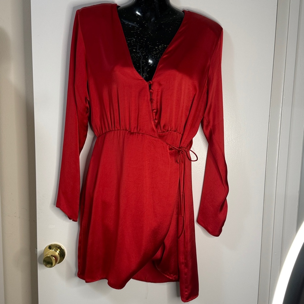 Elegant Red Wrap Dress